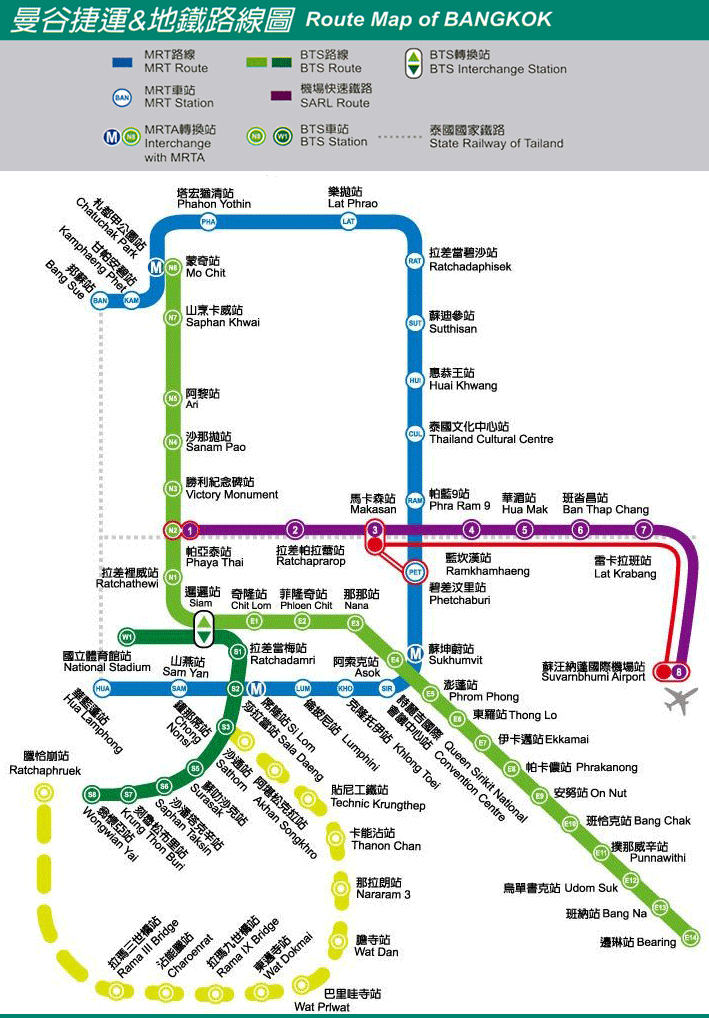 曼谷地铁/捷运/机场快线路线图 请点我